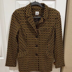 Cabi Navy and Gold Geometric Blazer